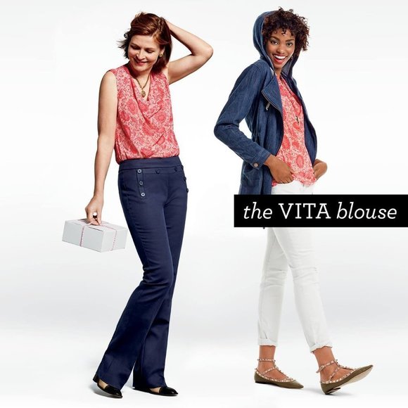 CABI Vita‎ Drape neck blouse open back cutout sleeveless floral Sz M - Picture 2 of 11